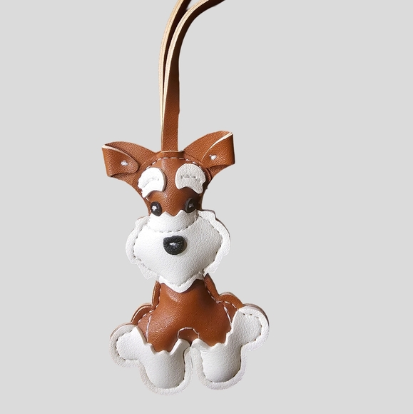 Adorable Dog Bag Charm Or Ornament - Black, Gray, and Brown - Picture 5 of 6